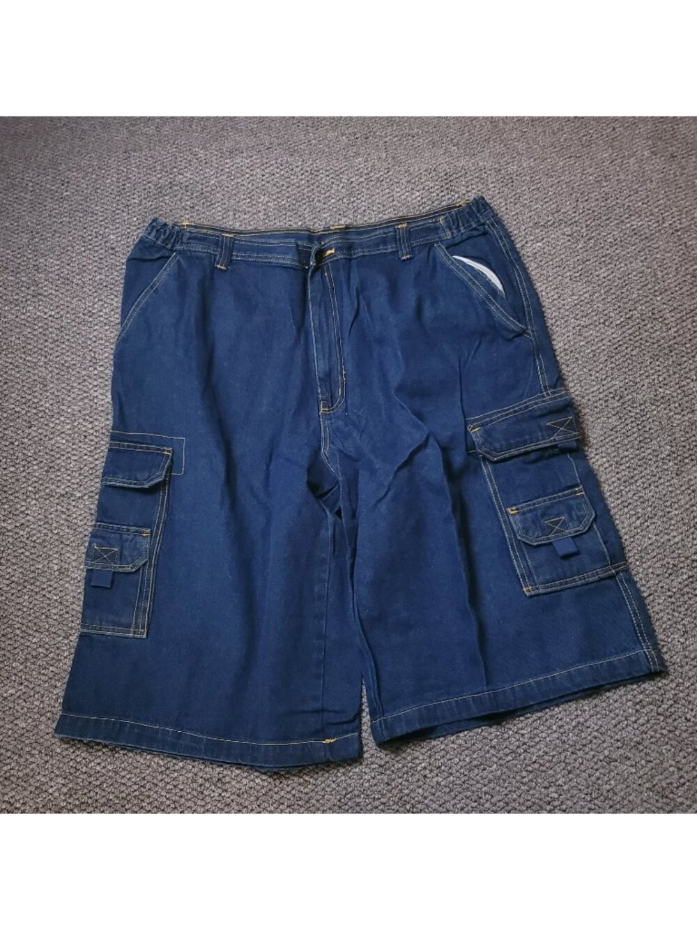 KingSize Cargo Jean Shorts Mens 42 Big Tall Elastic Blue Jorts Cotton Denim y2K